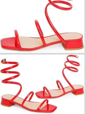 NWT Modatope Red Spiral Wrap Flat Sandals - Women 7.5